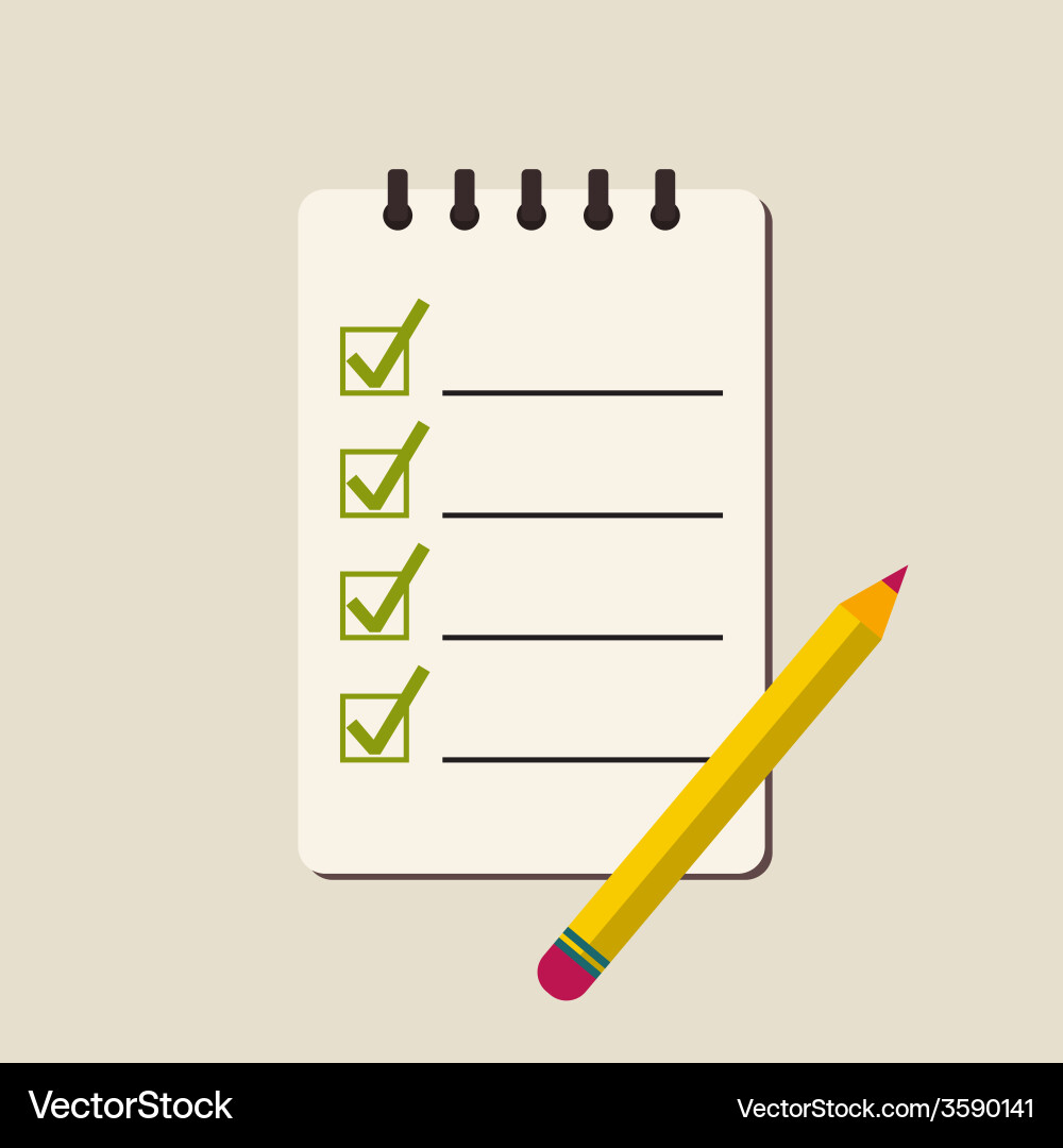 Checklist Notepad with Pencil Vector Image