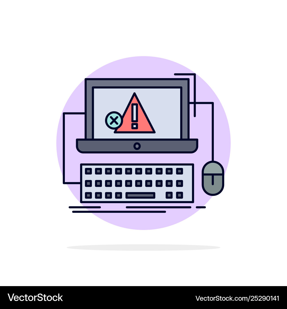Computer crash error failure system flat color Computer crash error failure system flat color Vector Image