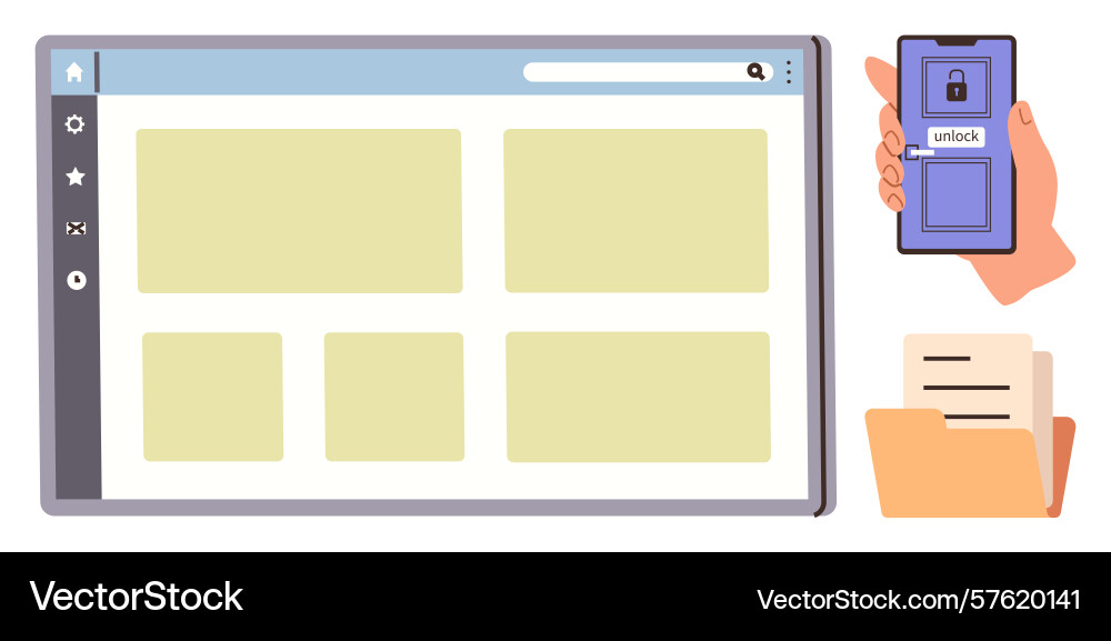 Digital authentication with mobile unlocking Digital authentication with mobile unlocking vector image