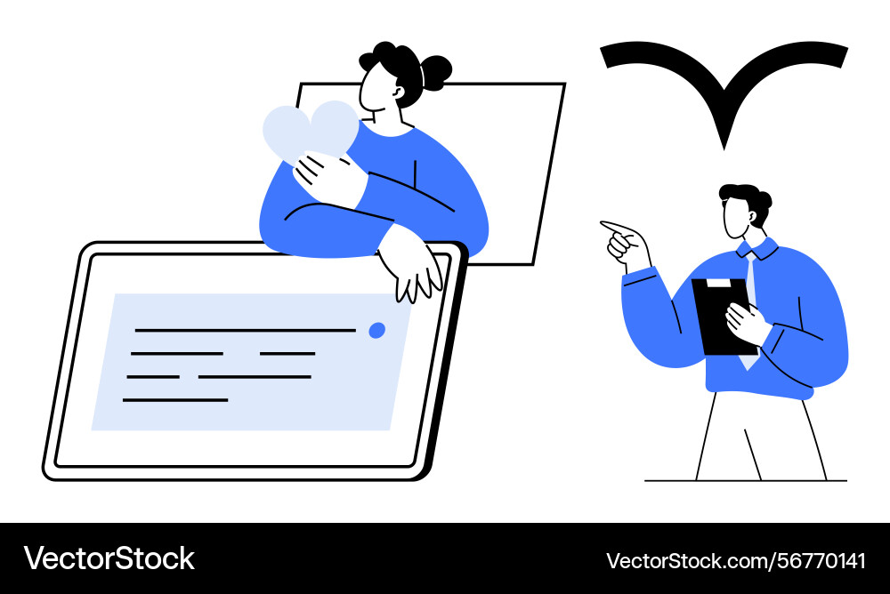 Digital communication and collaboration between Digital communication and collaboration between vector image