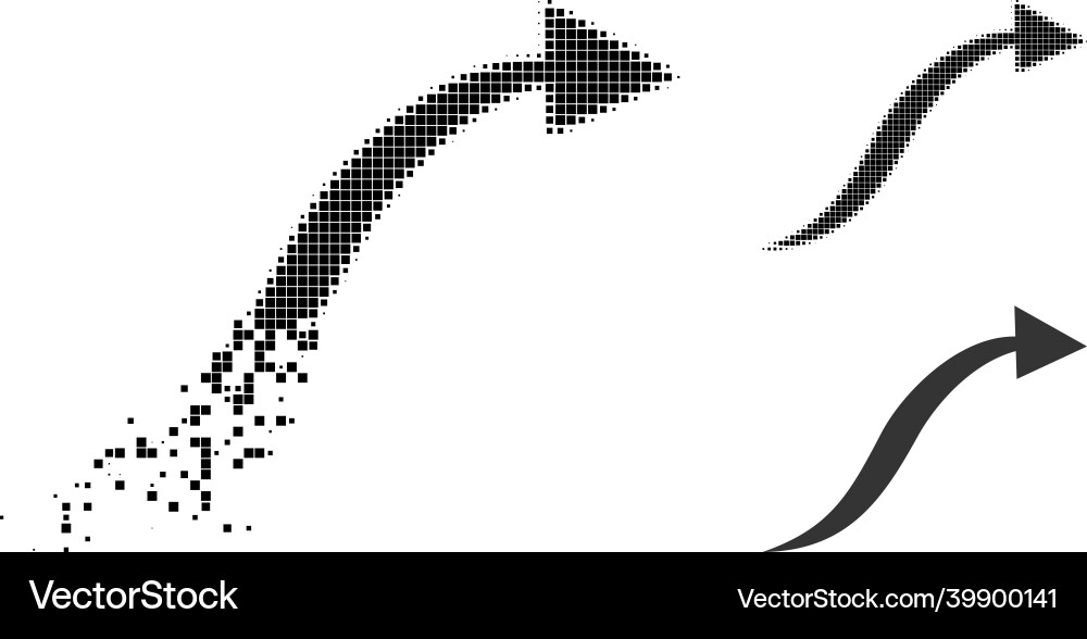 Dust dot curve arrow glyph with halftone version Vector Image