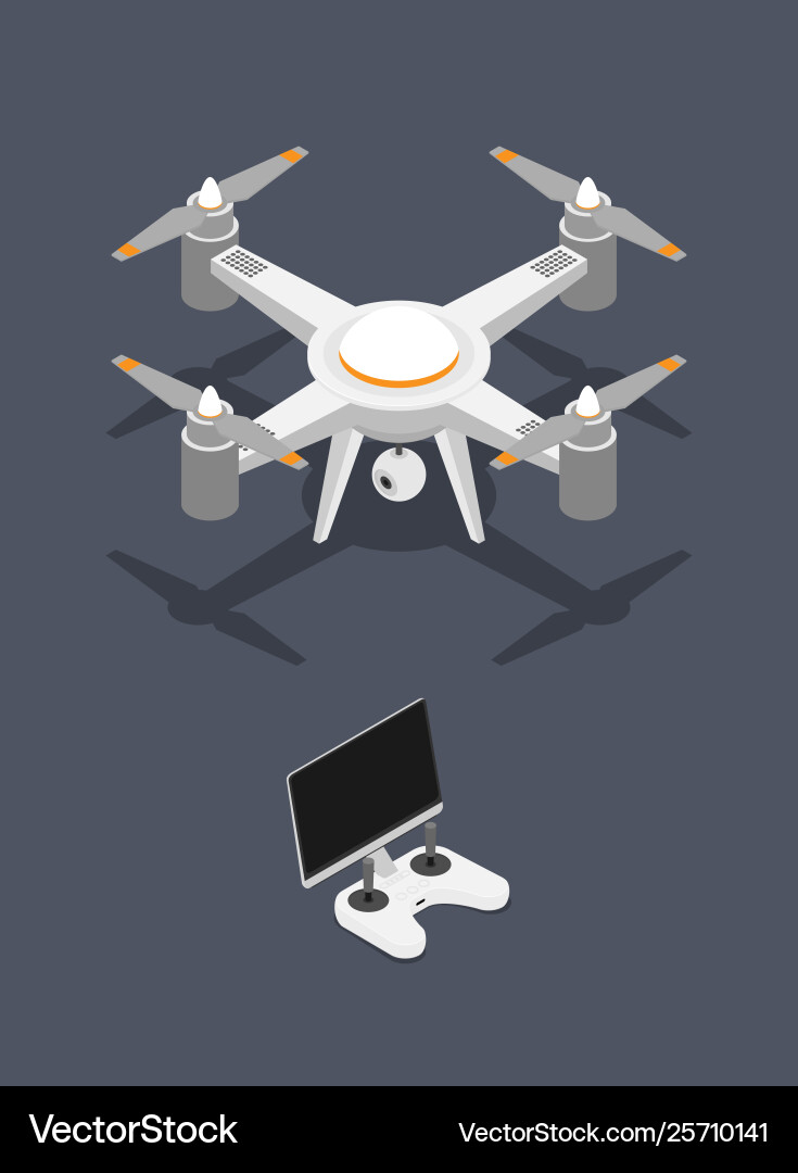 Flat isometric drone isolated on color background Flat isometric drone isolated on color background vector image