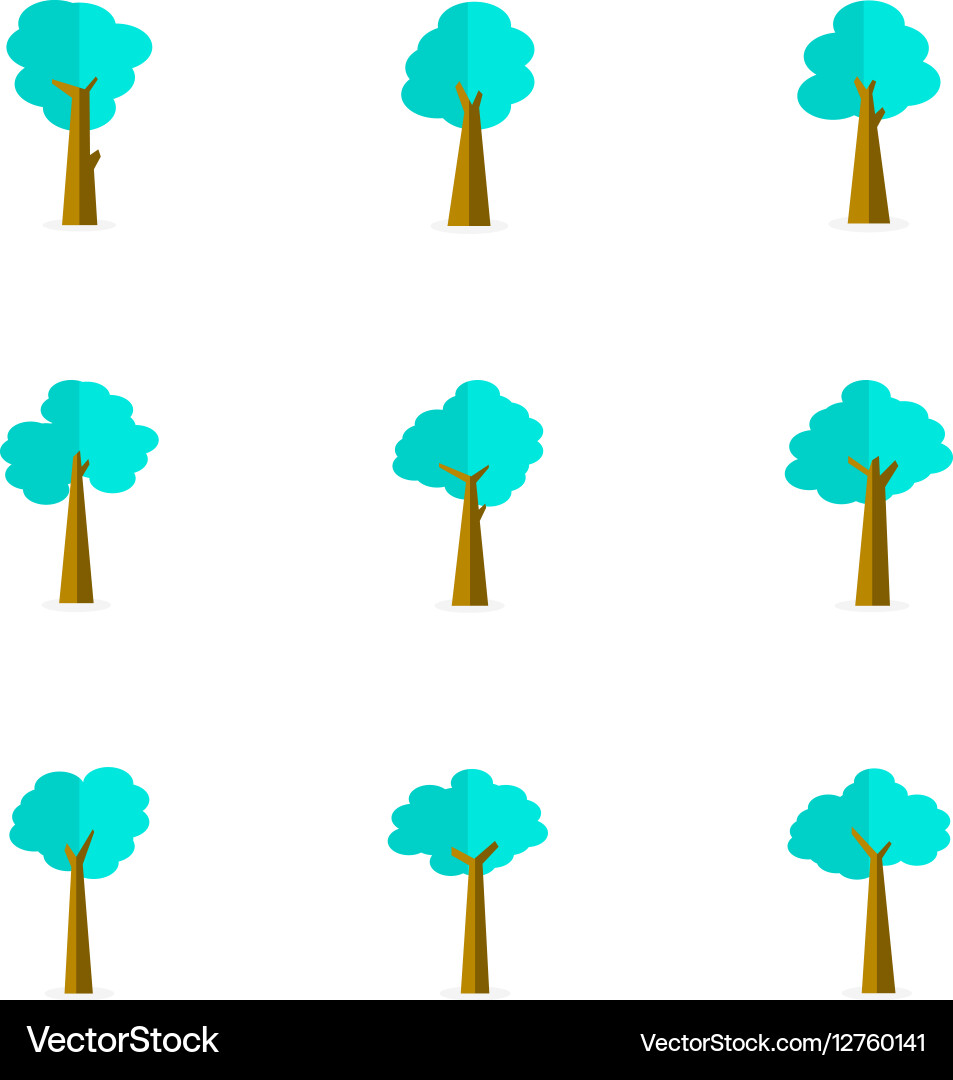 Flat of tree stock collection Vector Image