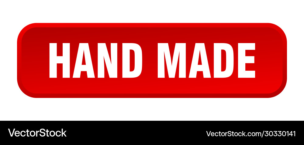 Hand made button square 3d push vector image
