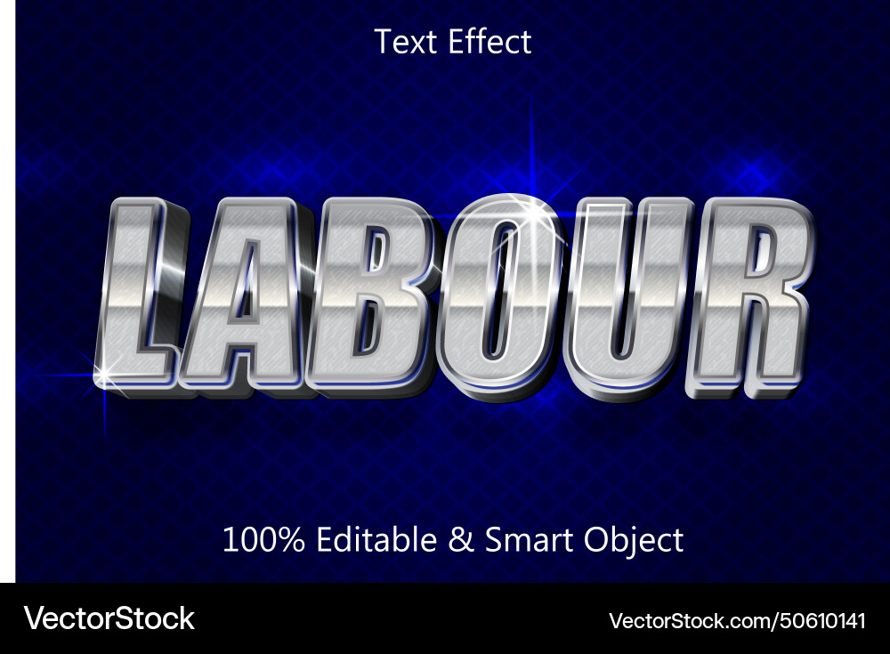 Labor editable text effect 3 dimension emboss Vector Image