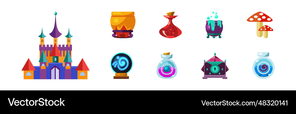 Magic fantastic object and elements for sorcery Vector Image