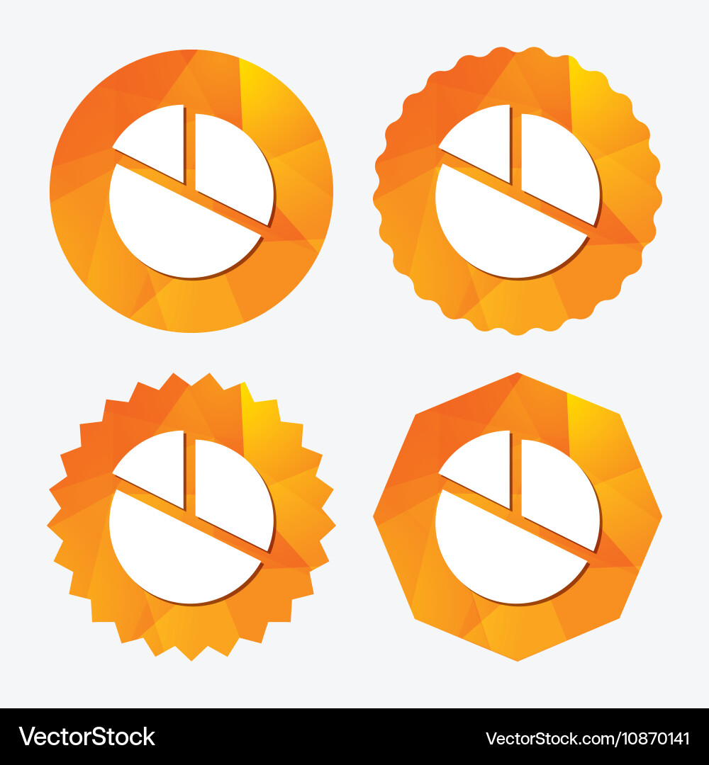 Pie chart graph sign icon diagram button Vector Image