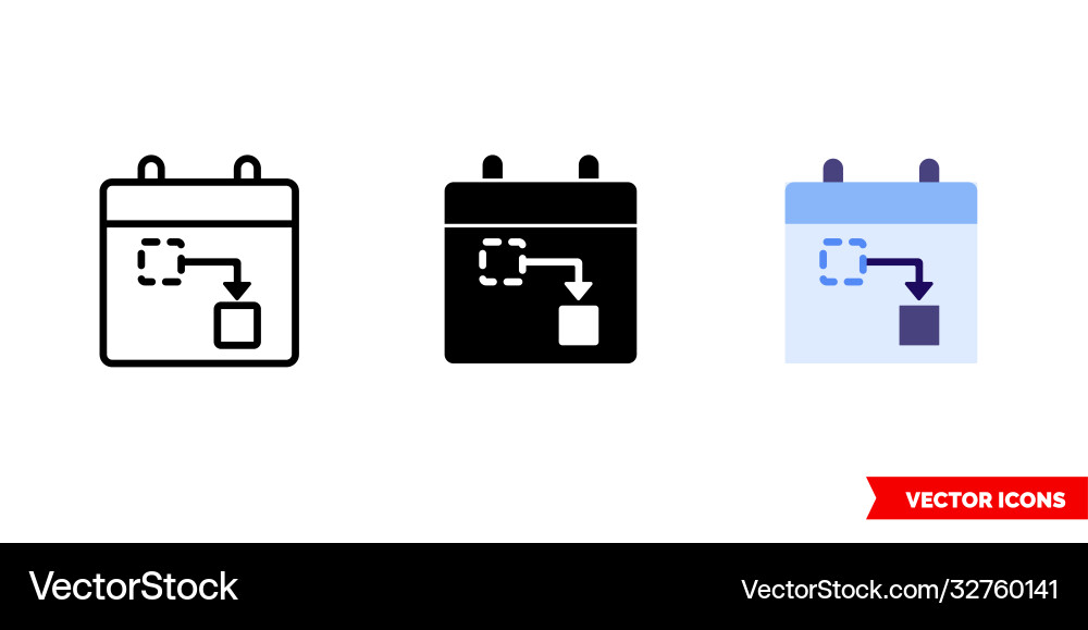 Rescheduling a task icon 3 types isolated Vector Image
