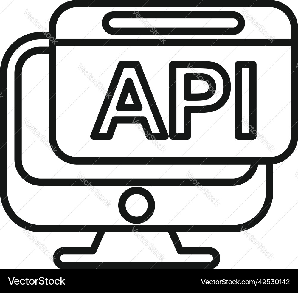 Api monitor icon outline code gear hosting Api monitor icon outline code gear hosting vector image