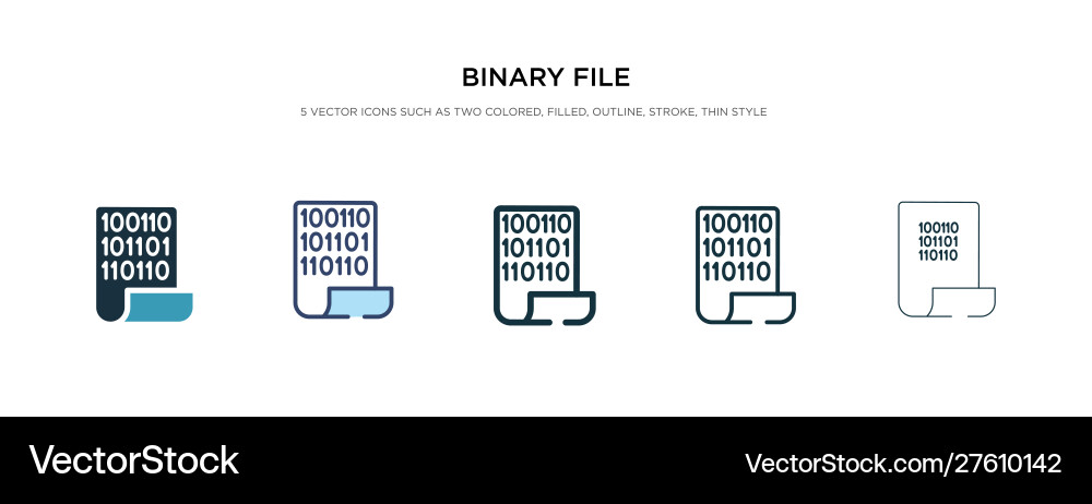 Binary file icon in different style two colored Vector Image