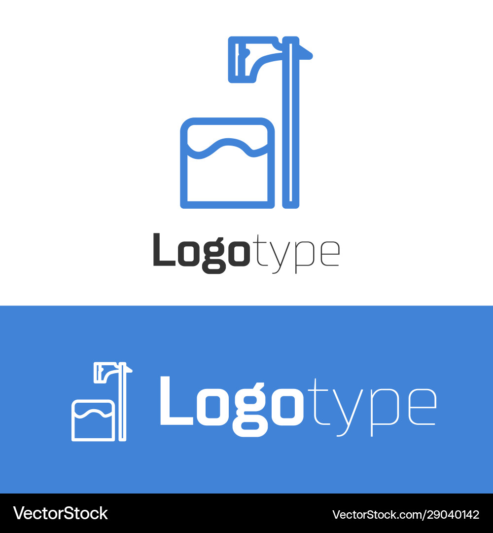 Blue line executioner axe in tree block icon Blue line executioner axe in tree block icon vector image