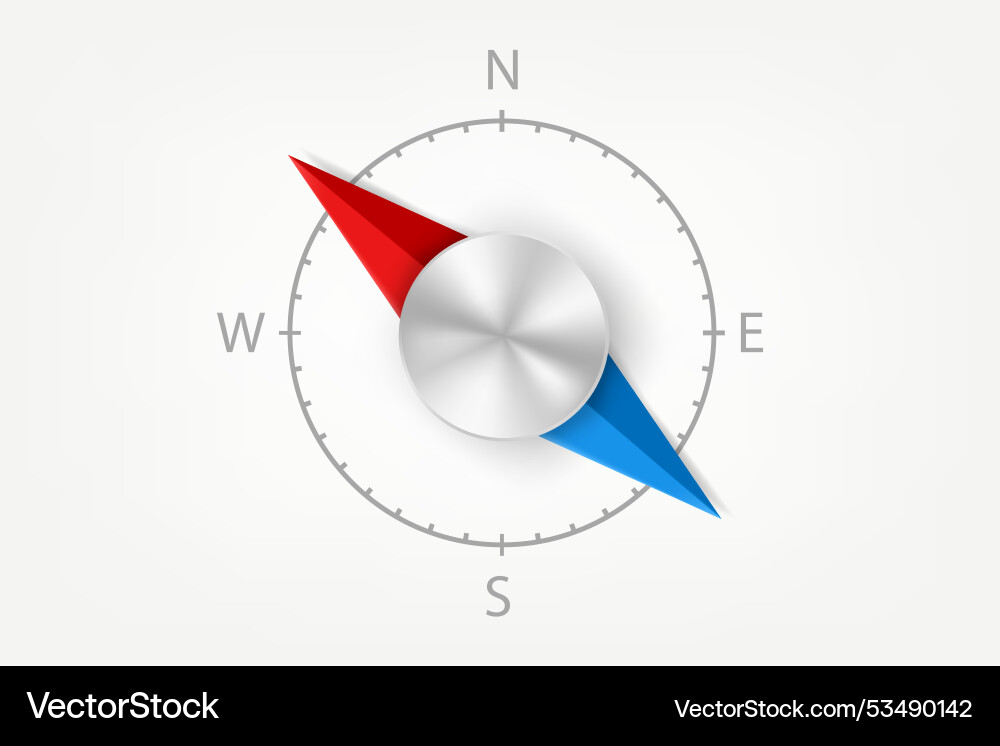 Compess with red and blue arrows 3d object Compess with red and blue arrows 3d object vector image