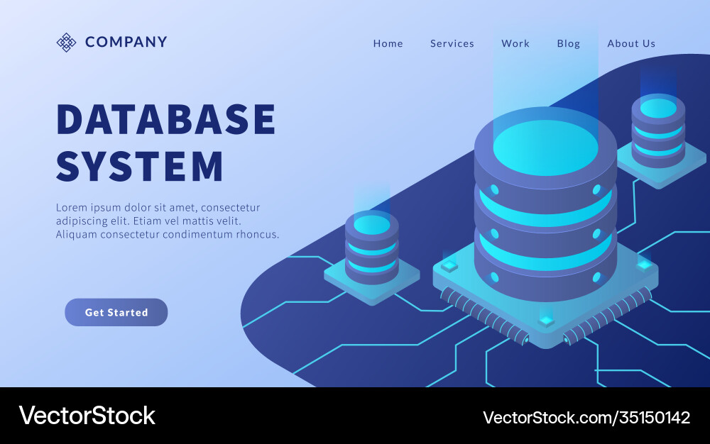 Database system concept with big data environment vector image