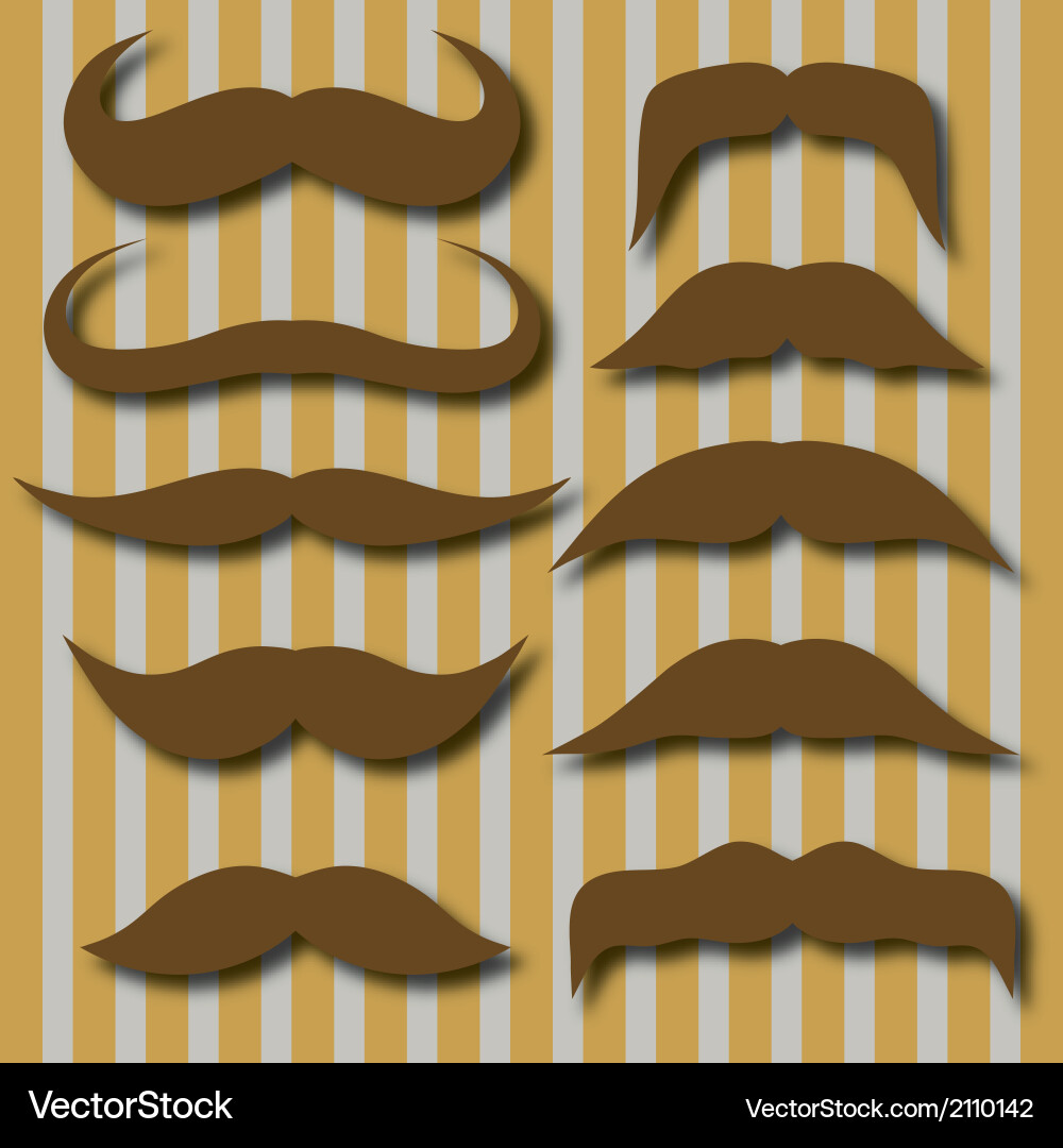 Different types of mustaches retro style vector image