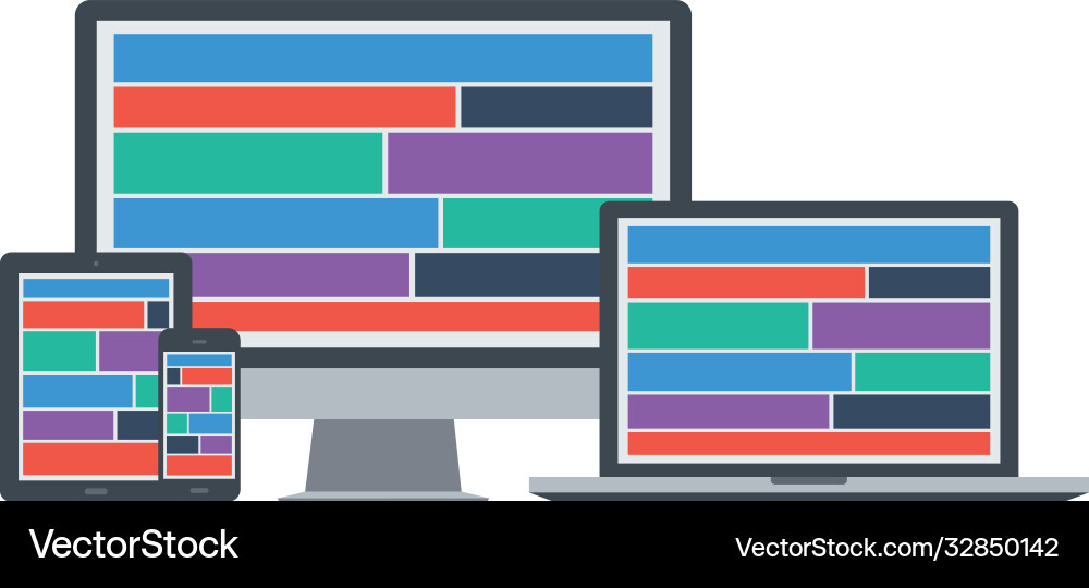Flat responsive web design device isolated vector image