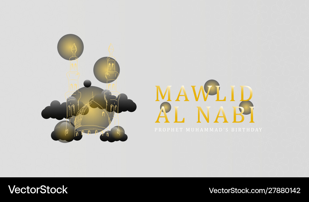 Hand drawn banner mawlid al nabi with light effect Hand drawn banner mawlid al nabi with light effect vector image