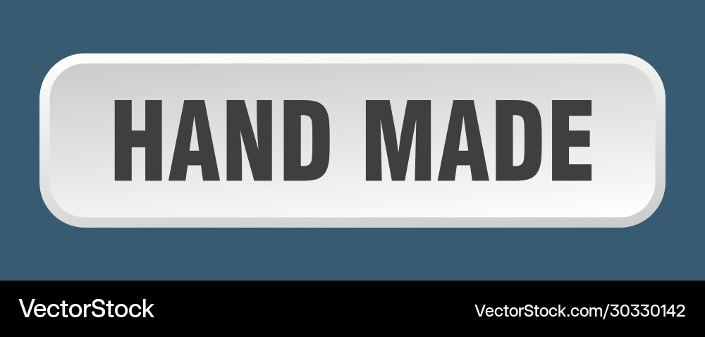 Hand made button square 3d push vector image