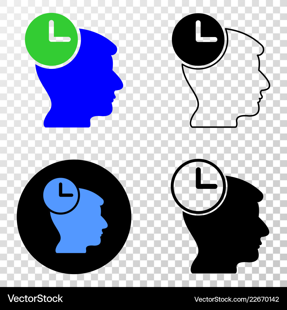 Head clock eps icon with contour version Vector Image
