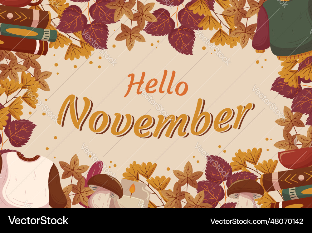 Hello november background design with different Vector Image