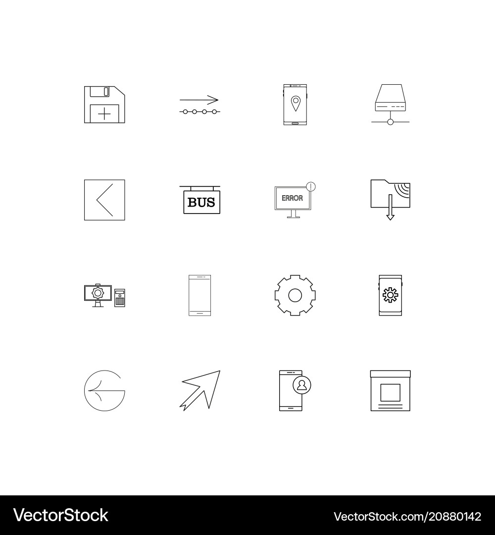 Internet technologies linear thin icons set vector image