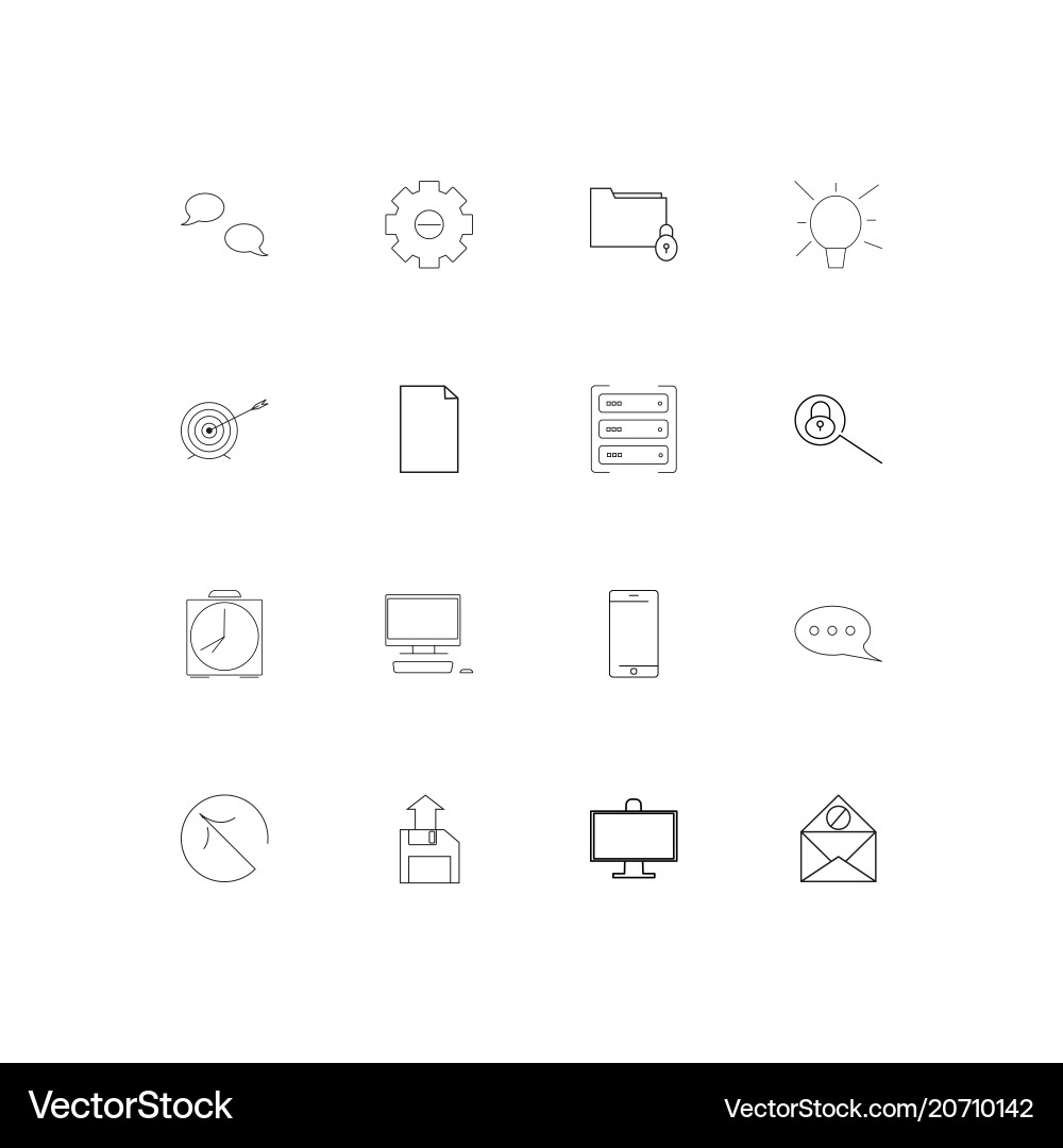 Internet technologies simple linear icons set Vector Image