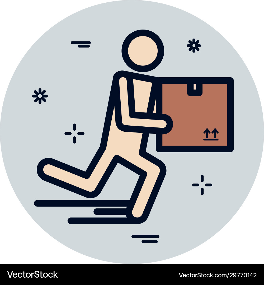 Isolated avatar with delivery box fill block style Vector Image