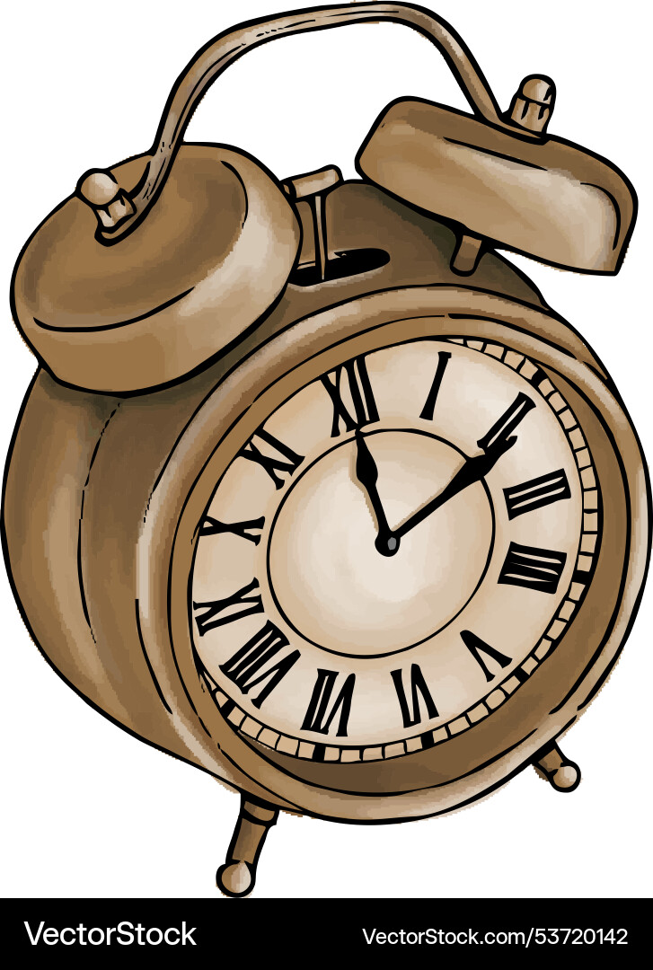 Isolated image of a retro alarm clock Isolated image of a retro alarm clock Vector Image