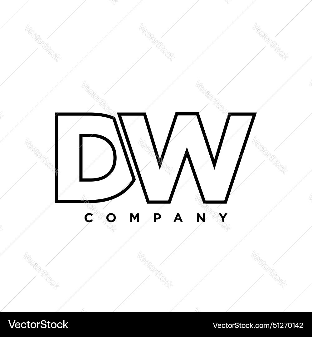 Letter d and w dw logo design template minimal Vector Image