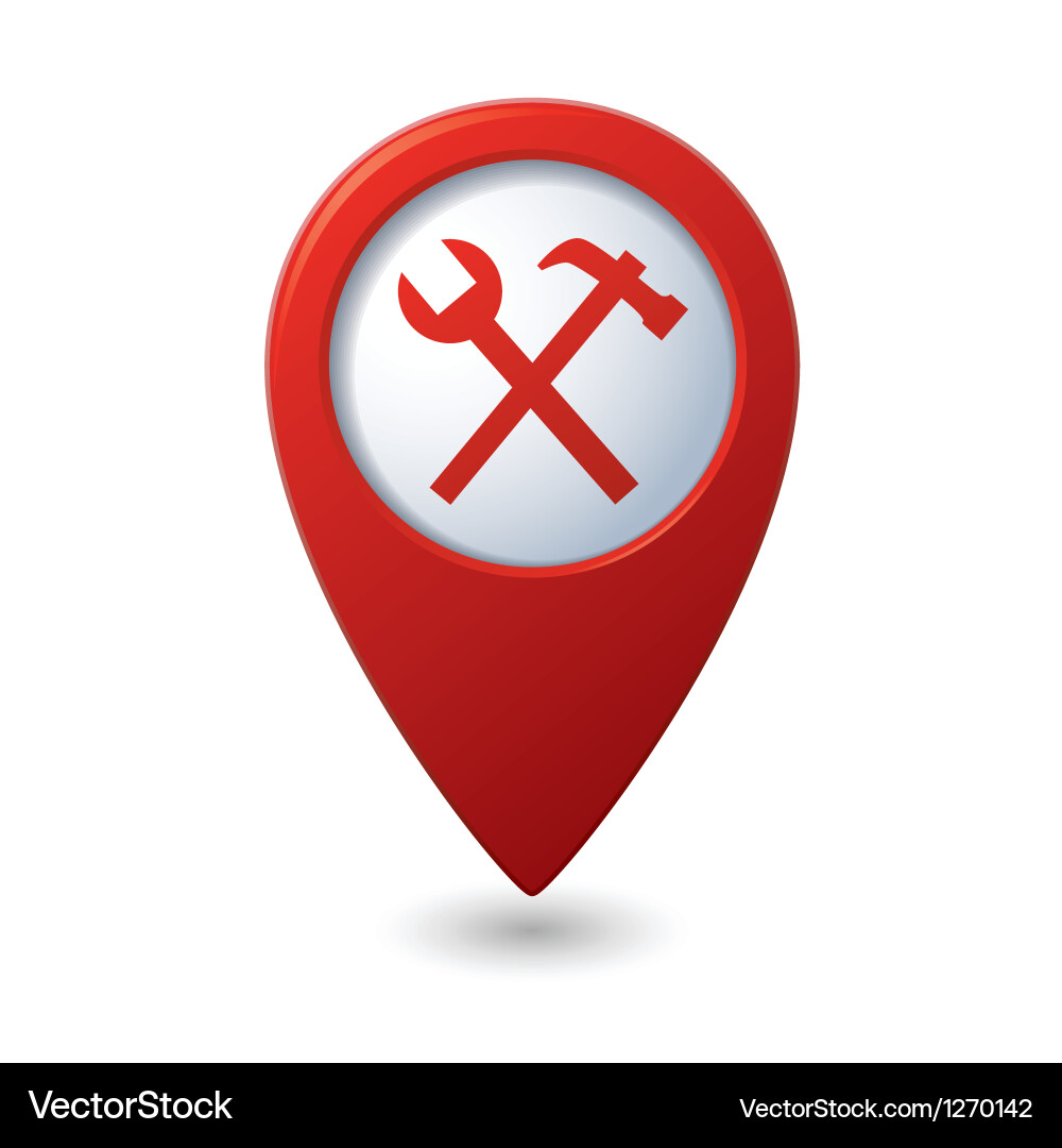 Map pointer with tools icon vector image