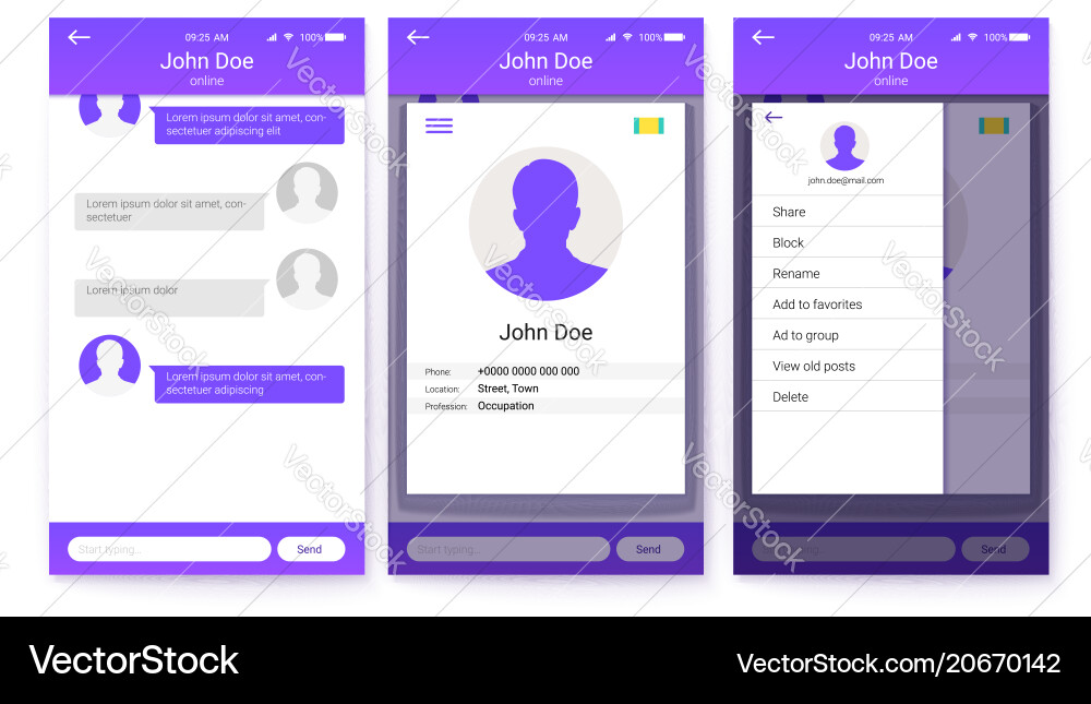 Mobile App Profile & Sidebar UI Kit vector image