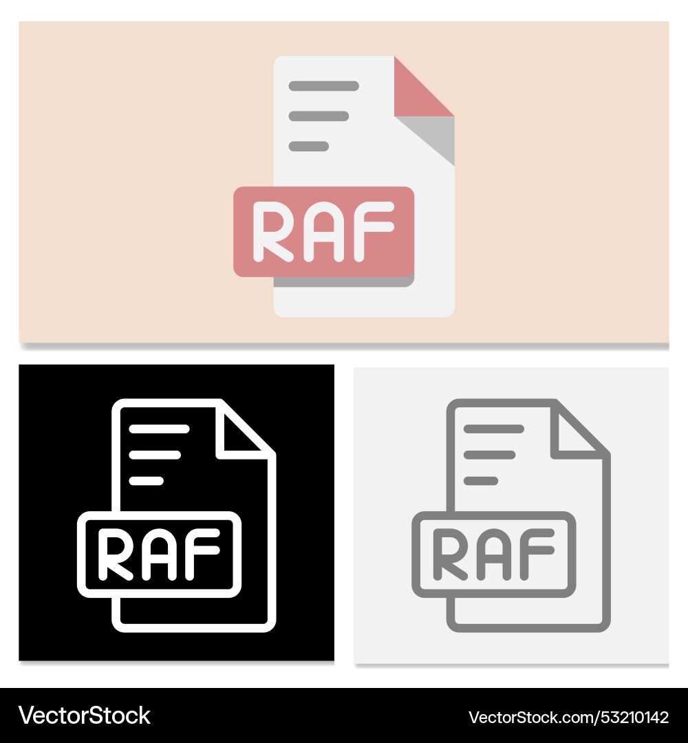 Raf document file format set of flat Raf document file format set of flat vector image