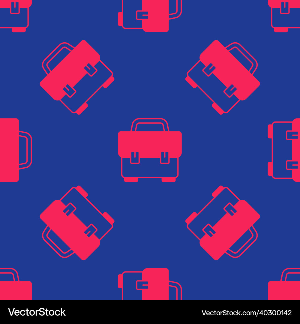 Red toolbox icon isolated seamless pattern on blue Red toolbox icon isolated seamless pattern on blue vector image