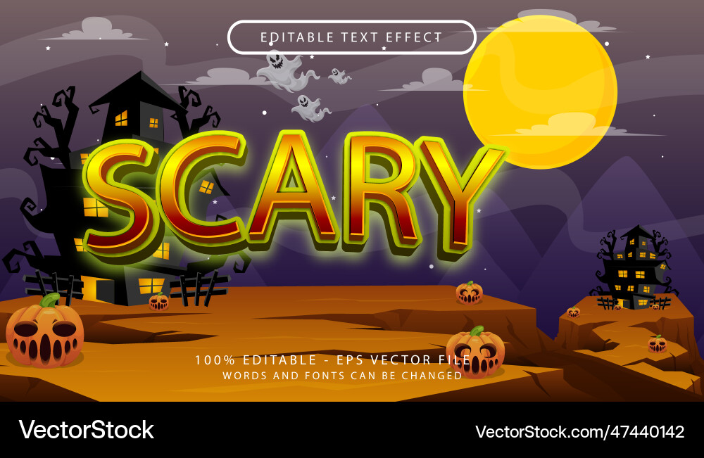 Scary 3d text effect and editable vector image