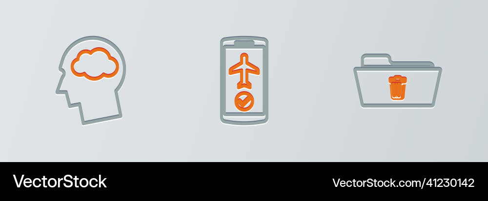 Set line delete folder head silhouette with cloud Set line delete folder head silhouette with cloud vector image
