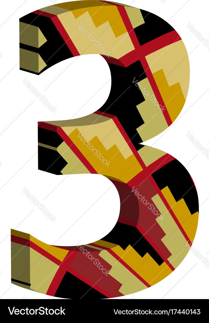 3d font number 3 vector image