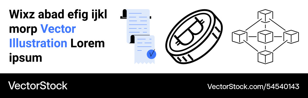 Abstract blockchain documents and crypto coin Vector Image