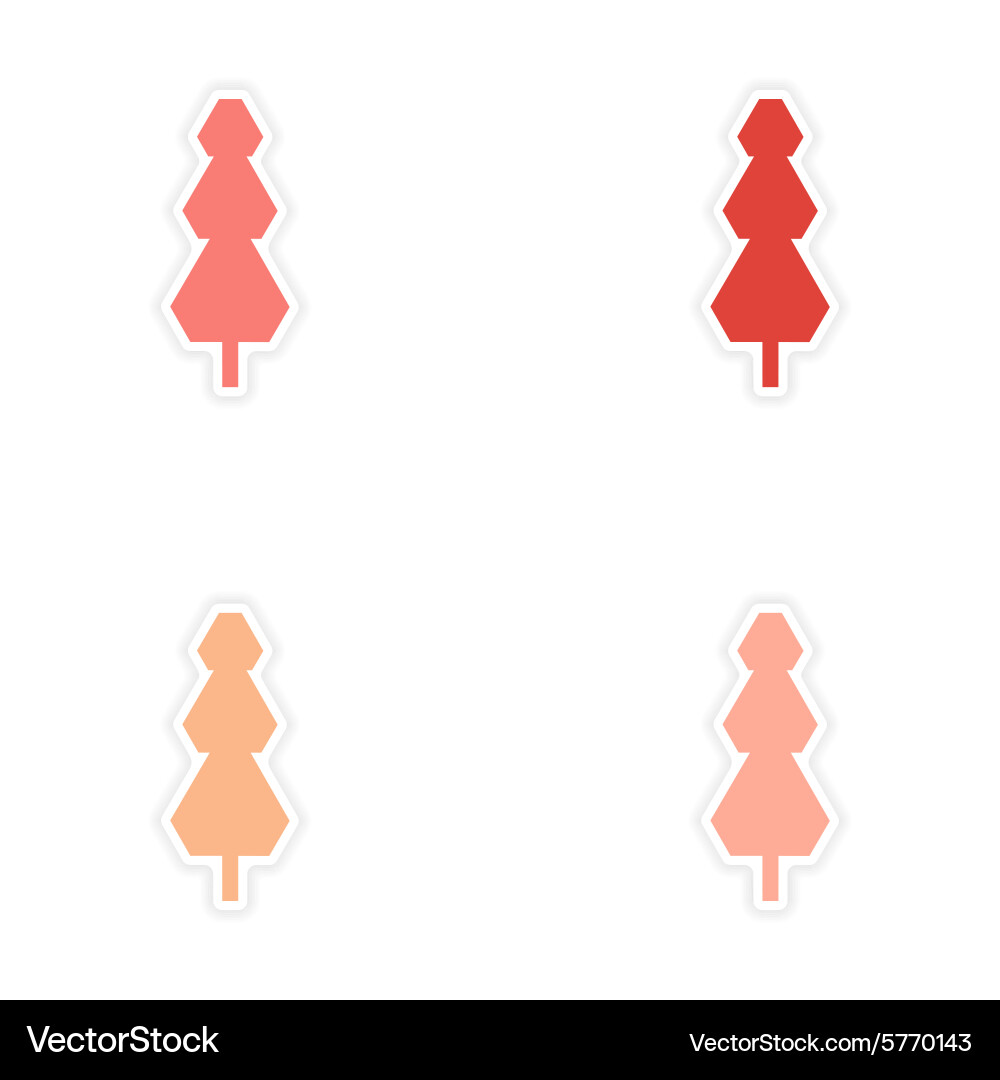Assembly realistic sticker design on paper tree vector image