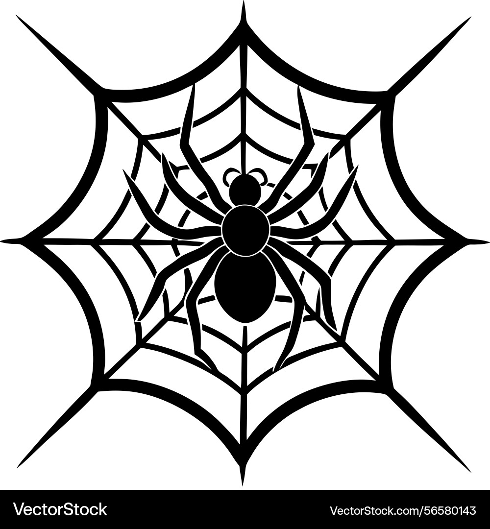 Black silhouette spider on spiderweb isolated Vector Image