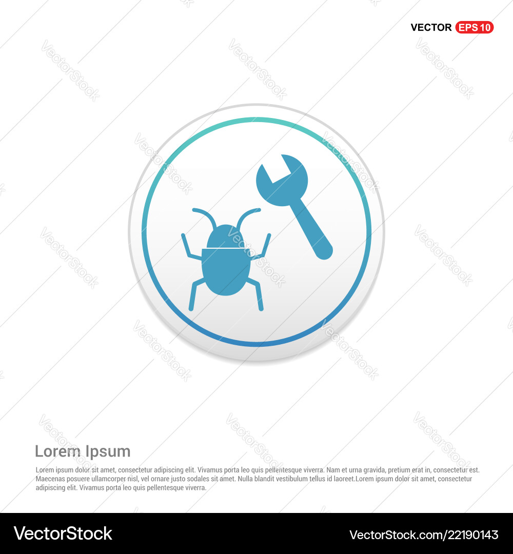 Bug fixing icon - white circle button Bug fixing icon - white circle button vector image