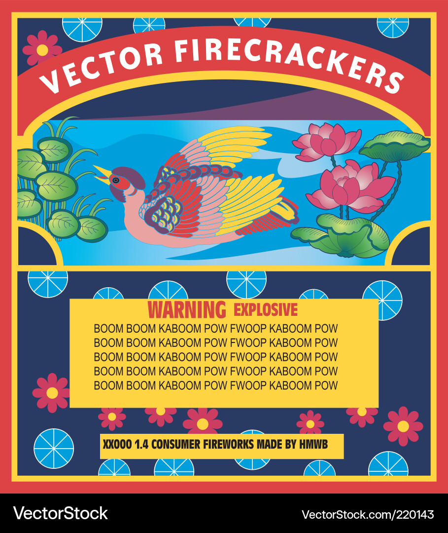 Chinese Firecracker Label Vector Image