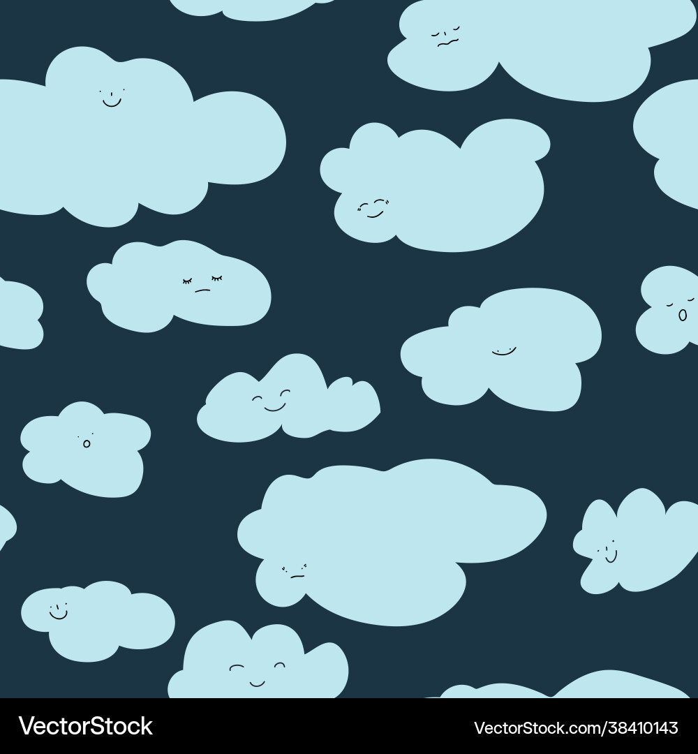 Cloud character with smiling face seamless pattern Cloud character with smiling face seamless pattern vector image