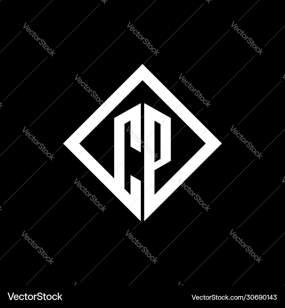 Cp logo monogram with square rotate style design Cp logo monogram with square rotate style design Vector Image