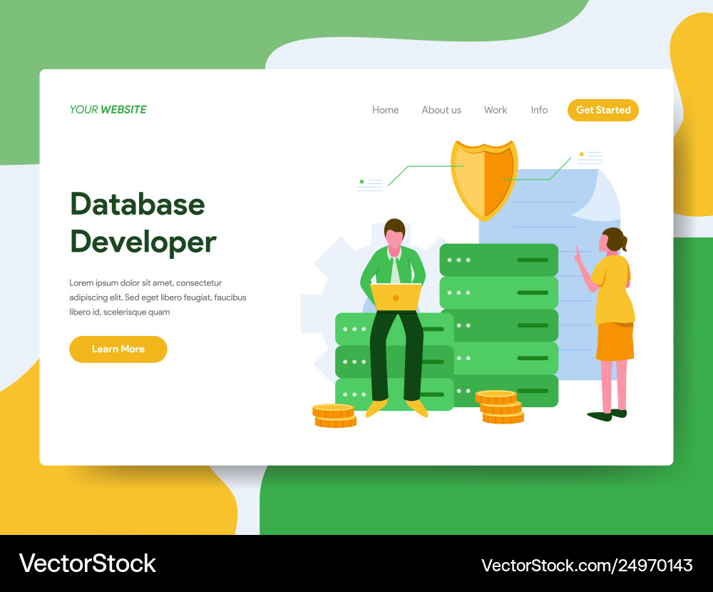 Database Developer Landing Page vector image