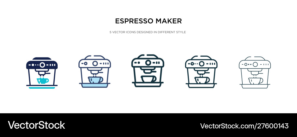 Espresso maker icon in different style two Vector Image