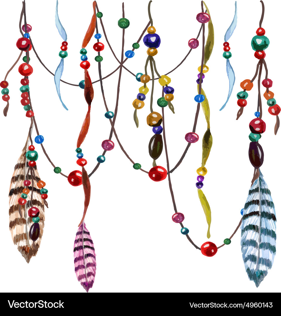 Feather and bead pattern Vector Image