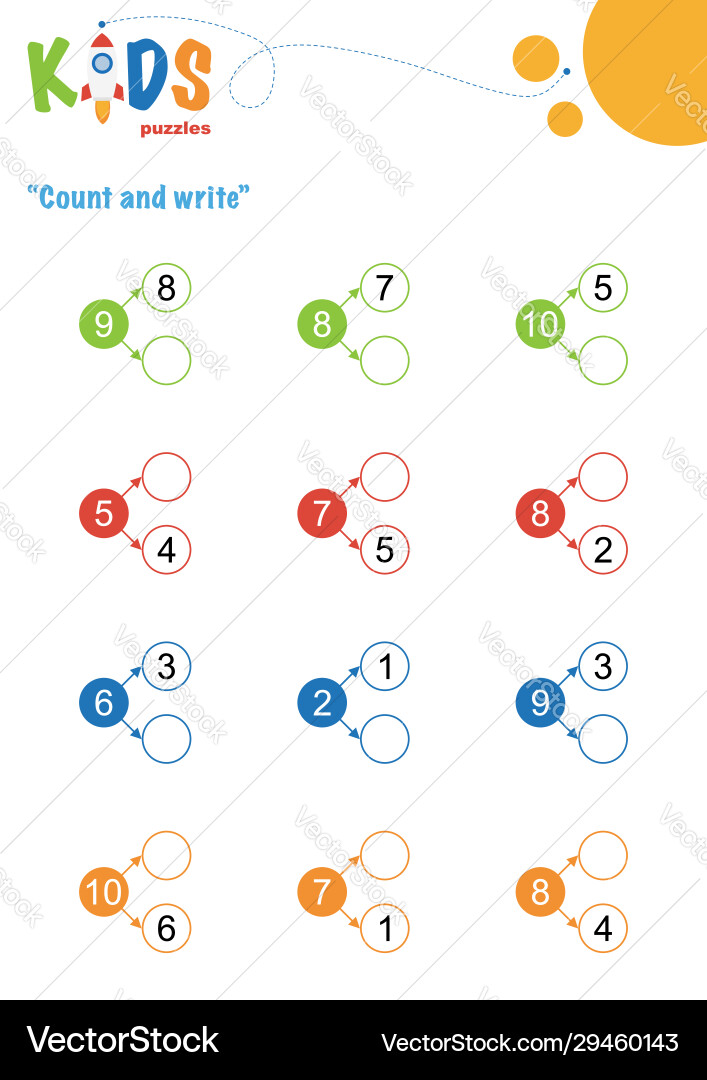 Fill in missing numbers counting worksheet Fill in missing numbers counting worksheet vector image