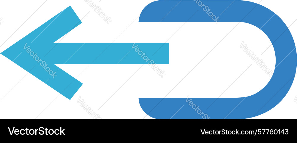 Fluid blue curved arrow for reversal or loop vector image