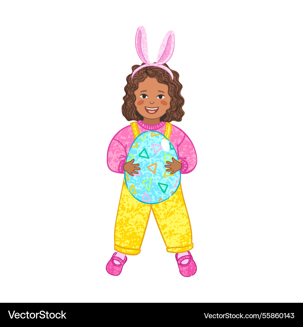 Girl holds a big easter egg colorful Girl holds a big easter egg colorful vector image