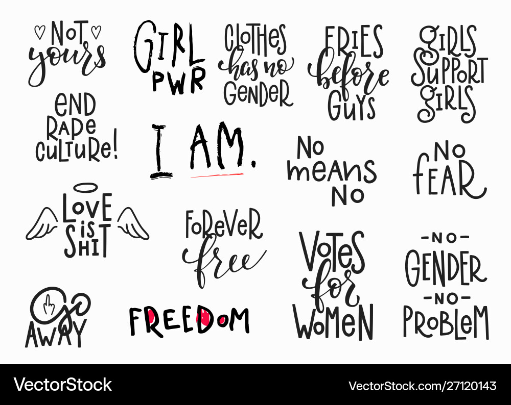 Girl power shirt quote lettering set Girl power shirt quote lettering set vector image