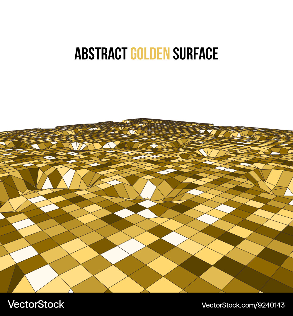 Golden 3d mosaic wireframe texture mapping vector image